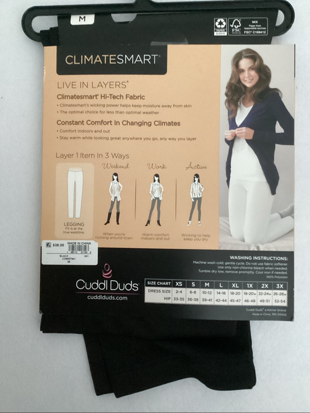Cuddl Duds Climatesmart Leggings - Black - Picture 3 of 5